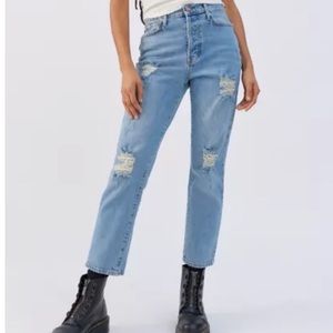 Urban Outfitters High-Waisted Ripped Button Up Jeans
